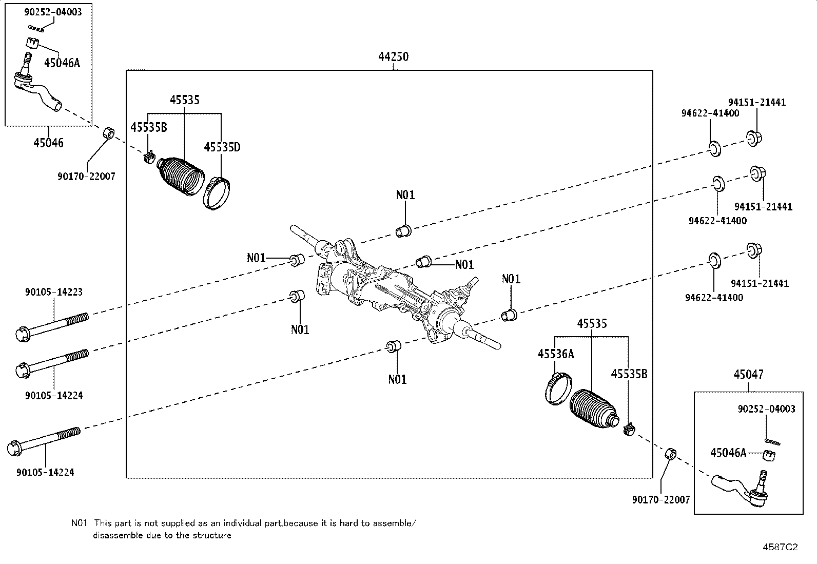 45046-69255 END SUB-ASSY, TIE ROD, RH product image