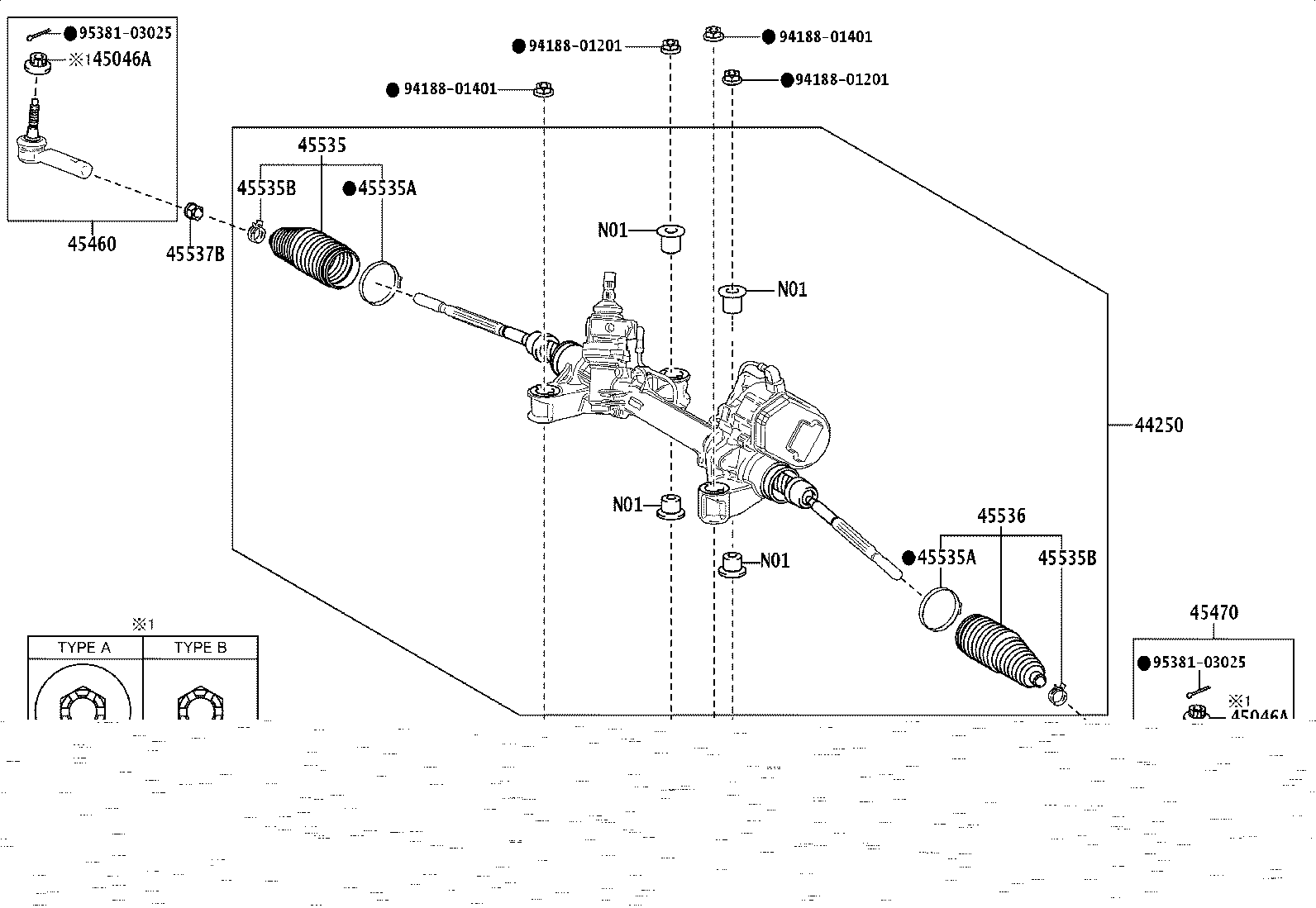44250-46130 GEAR ASSY, POWER STEERING(FOR RACK & PINION) product image
