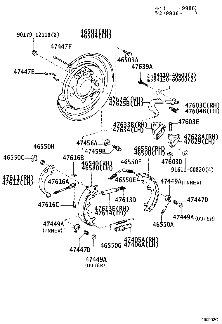 46503-60091 PLATE SUB-ASSY, PARKING BRAKE, RH product image