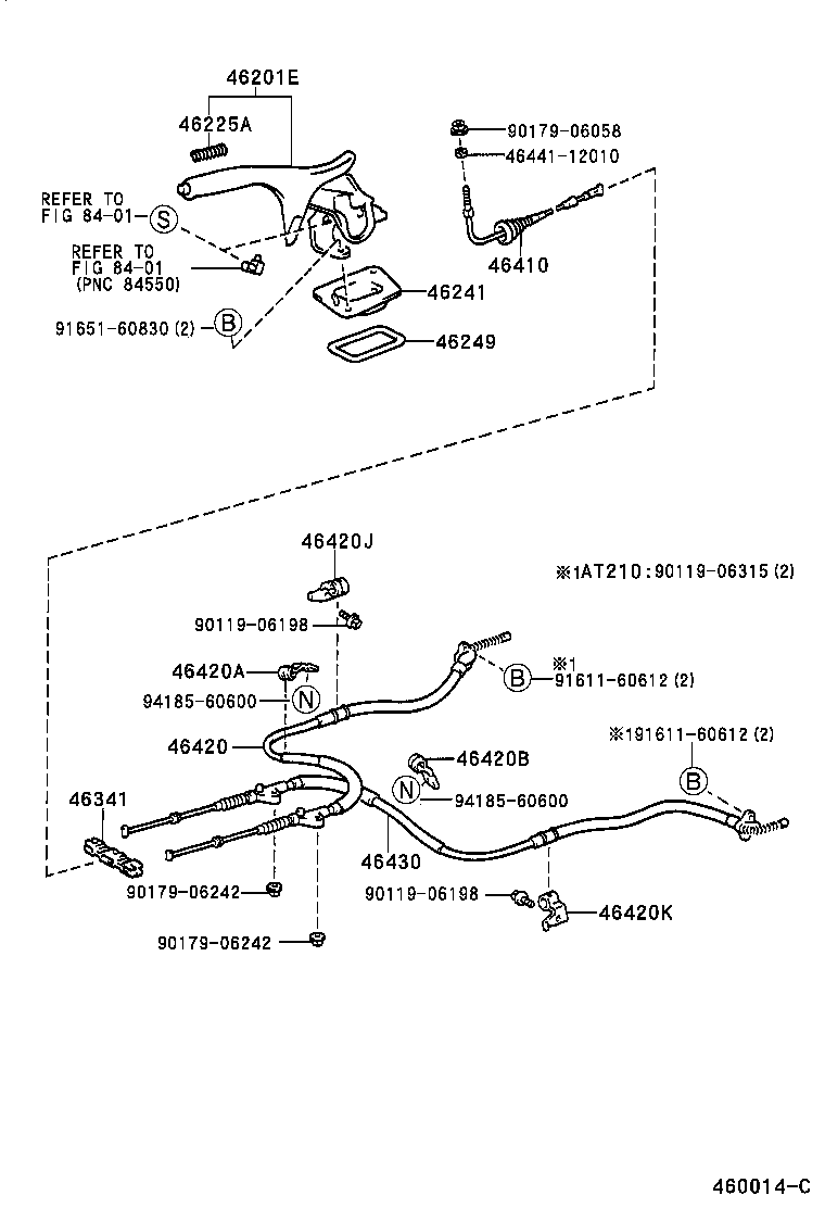 46410-20440 CABLE ASSY, PARKING BRAKE, NO.1 product image