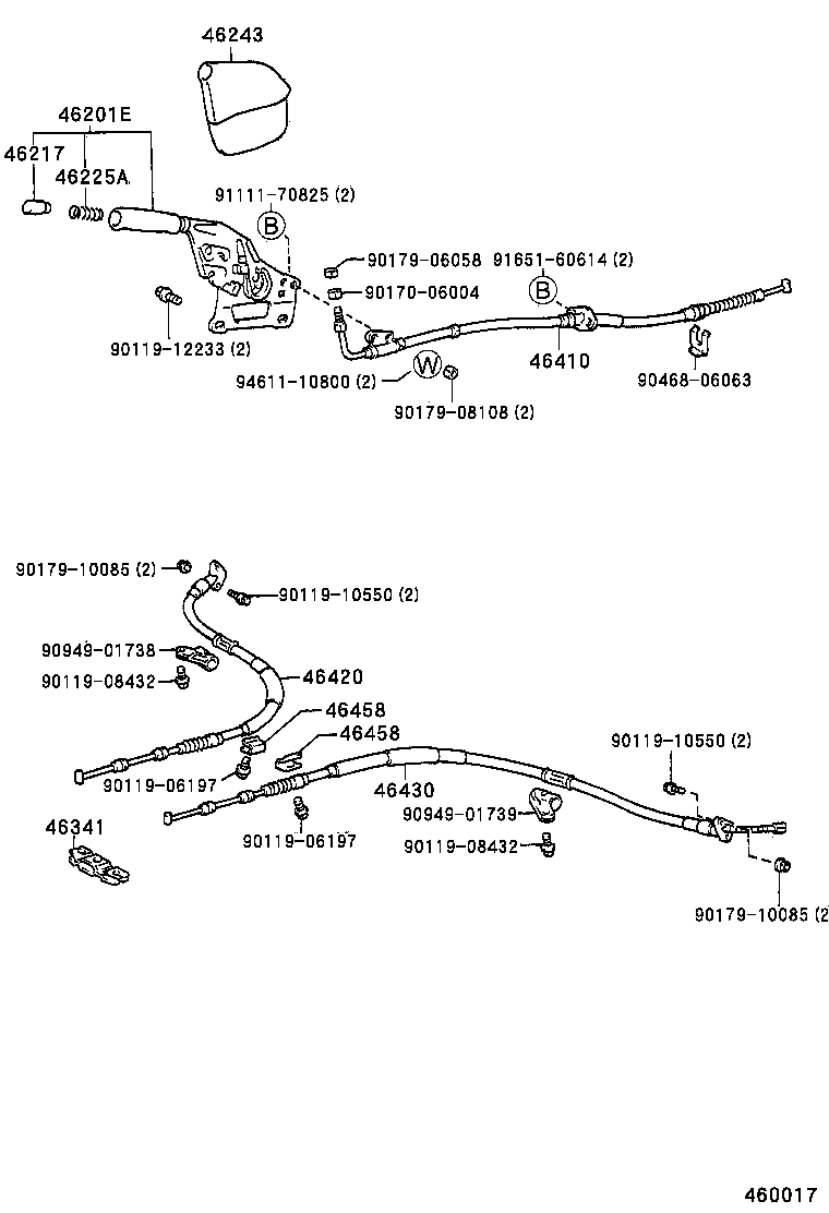 46430-24070 CABLE ASSY, PARKING BRAKE, NO.3 product image