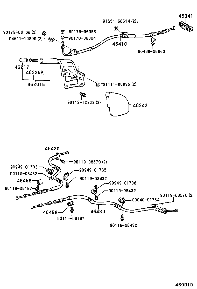 46410-24060 CABLE ASSY, PARKING BRAKE, NO.1 product image