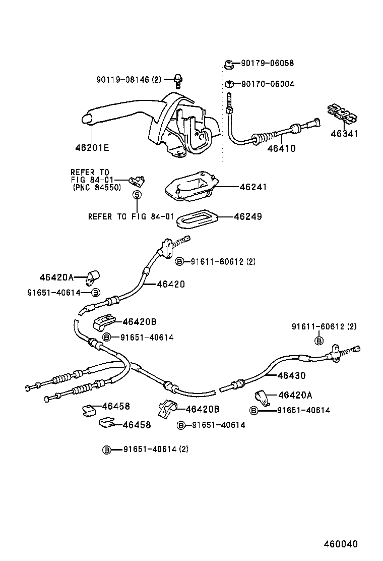 46420-12480 CABLE ASSY, PARKING BRAKE, NO.2 product image