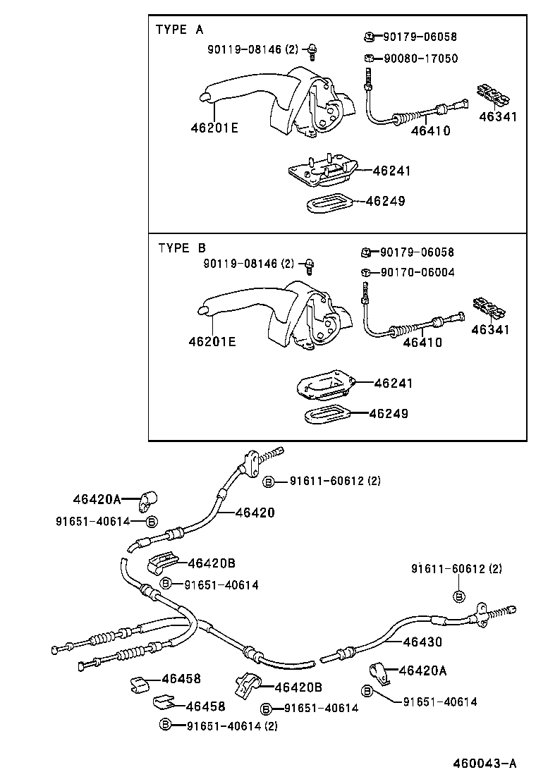 46420-12450 CABLE ASSY, PARKING BRAKE, NO.2 product image