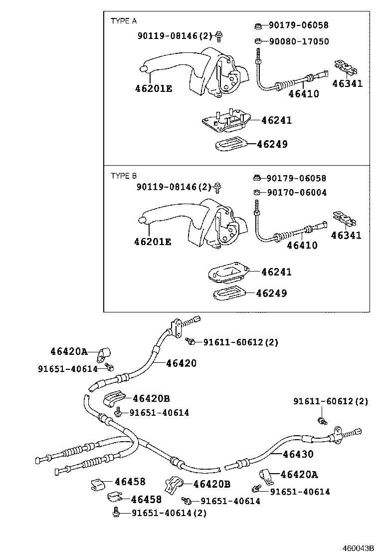 46420-12430 CABLE ASSY, PARKING BRAKE, NO.2 product image