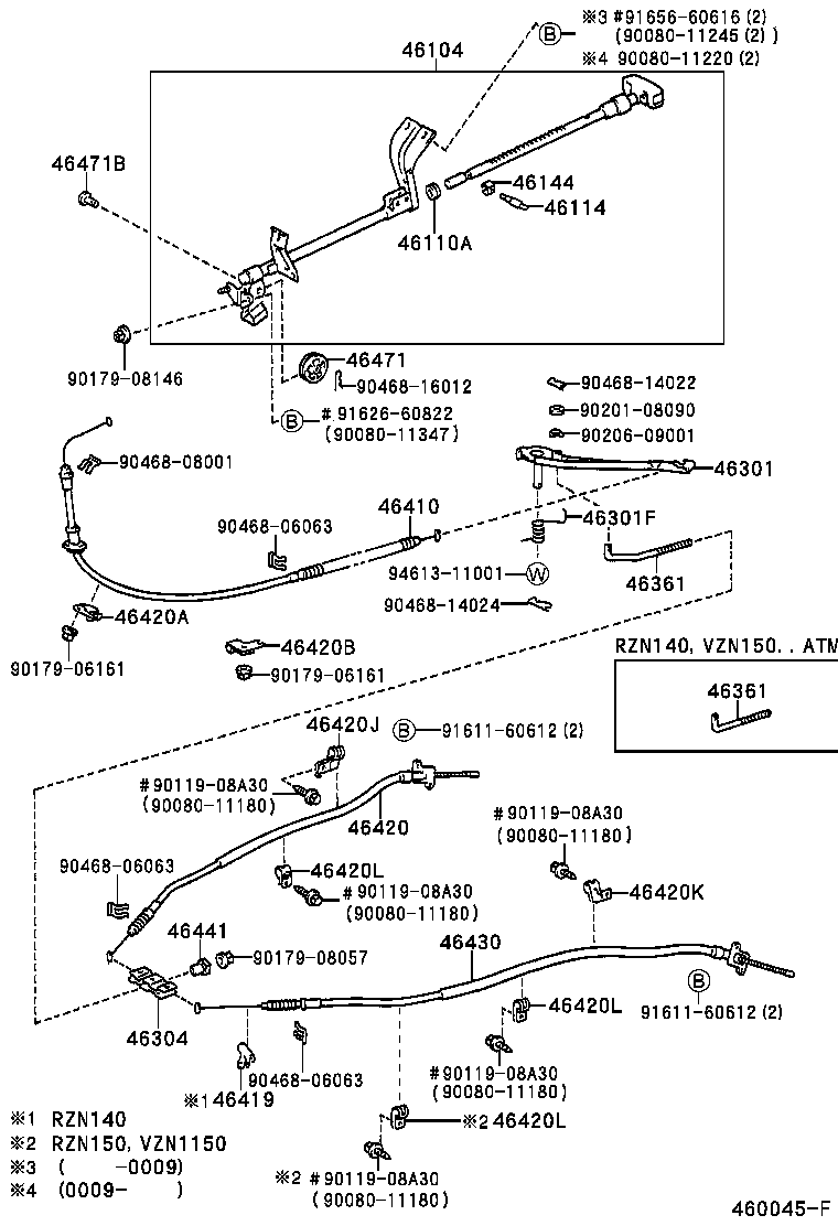 Toyota 46420-35550 CABLE ASSY, PARKING BRAKE, NO.2