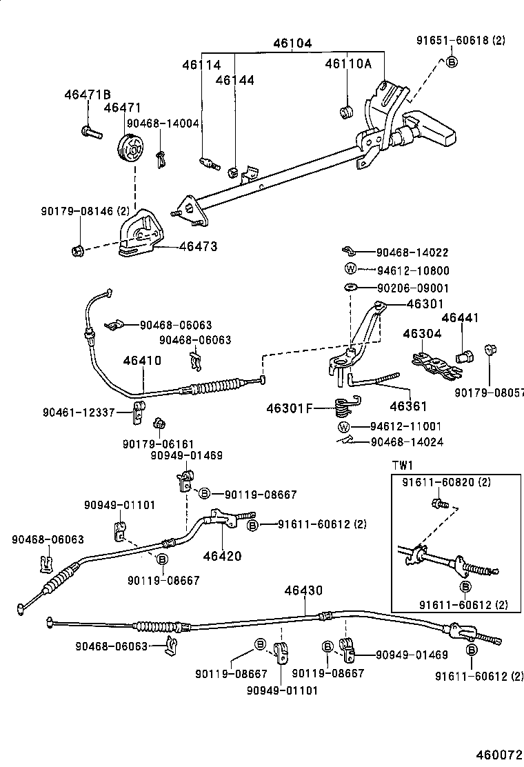 46430-35340 CABLE ASSY, PARKING BRAKE, NO.3 product image