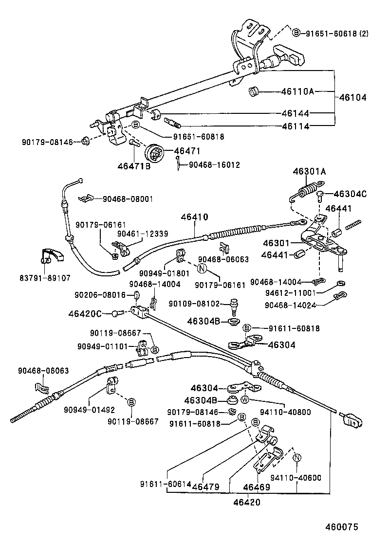 46420-35570 CABLE ASSY, PARKING BRAKE, NO.2 product image