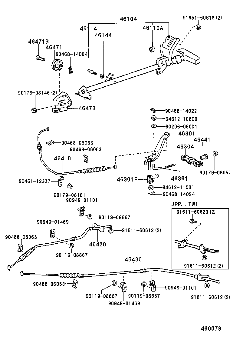 46420-35490 CABLE ASSY, PARKING BRAKE, NO.2 product image