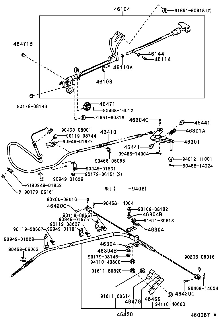 Toyota 46430-34010 CABLE ASSY, PARKING BRAKE, NO.3