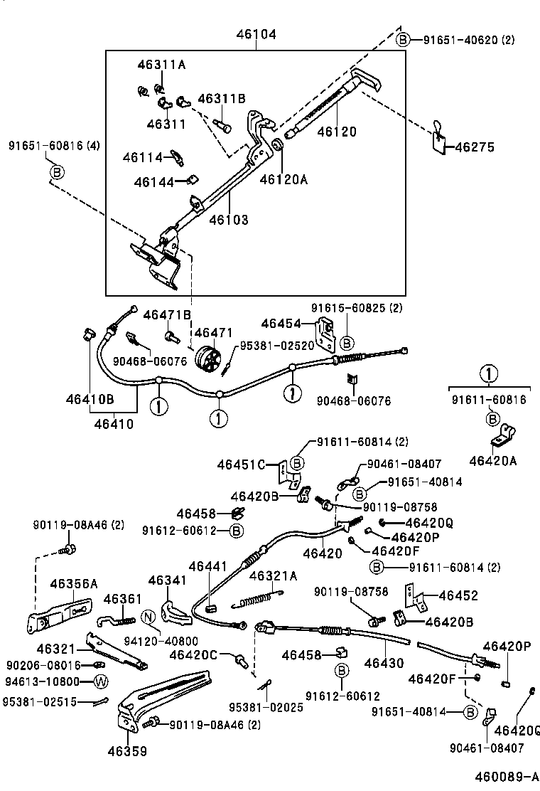 46420-25261 CABLE ASSY, PARKING BRAKE, NO.2 product image