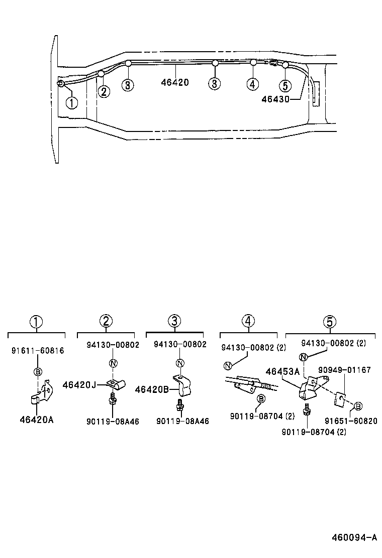 46430-37110 CABLE ASSY, PARKING BRAKE, NO.3 product image