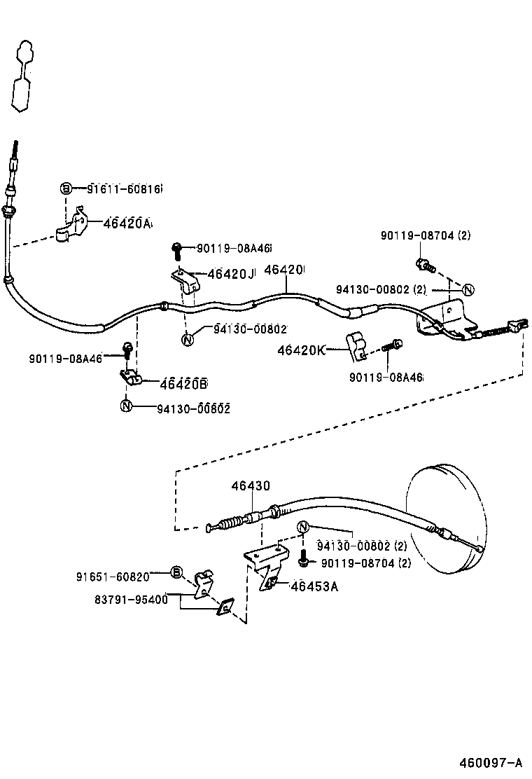 46430-37110 CABLE ASSY, PARKING BRAKE, NO.3 product image