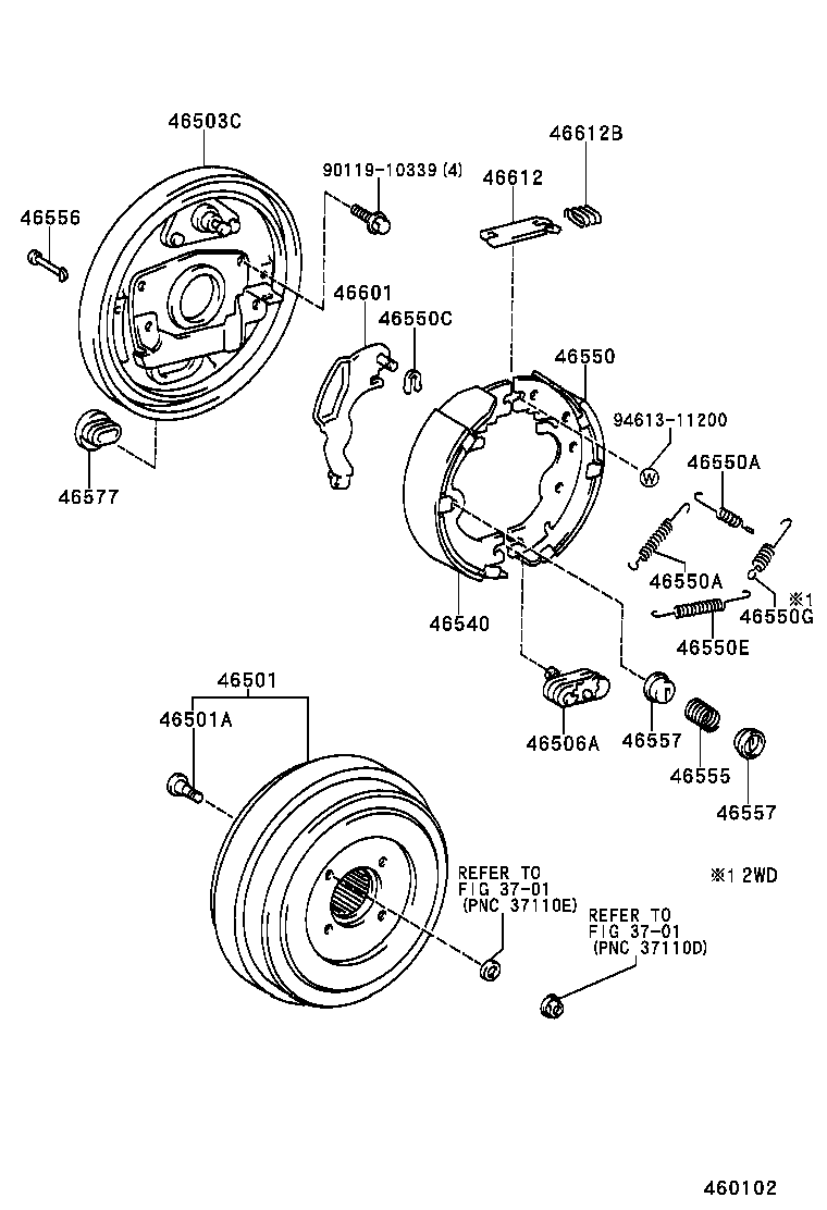 46430-37110 CABLE ASSY, PARKING BRAKE, NO.3 product image