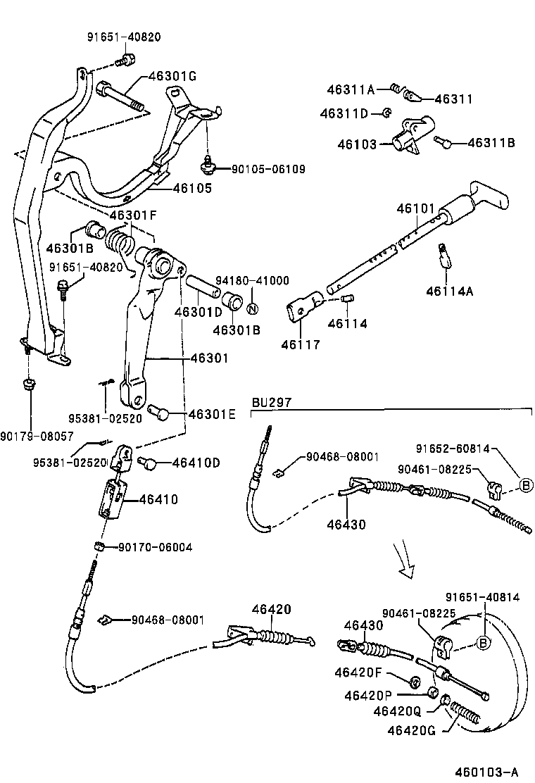 46430-37110 CABLE ASSY, PARKING BRAKE, NO.3 product image