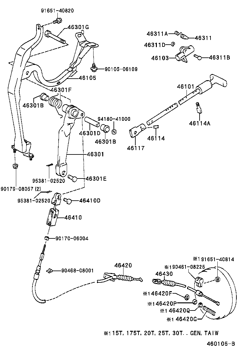 46430-37010 CABLE ASSY, PARKING BRAKE, NO.3 product image