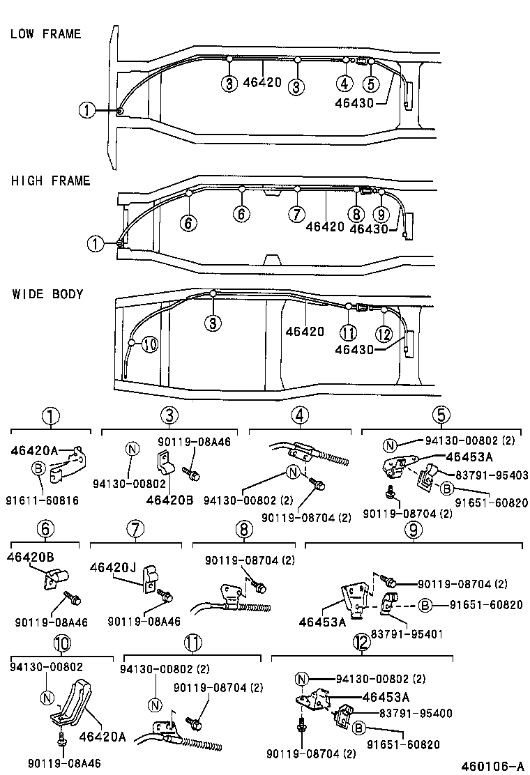 46430-37010 CABLE ASSY, PARKING BRAKE, NO.3 product image