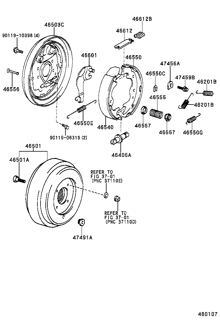 46430-37010 CABLE ASSY, PARKING BRAKE, NO.3 product image