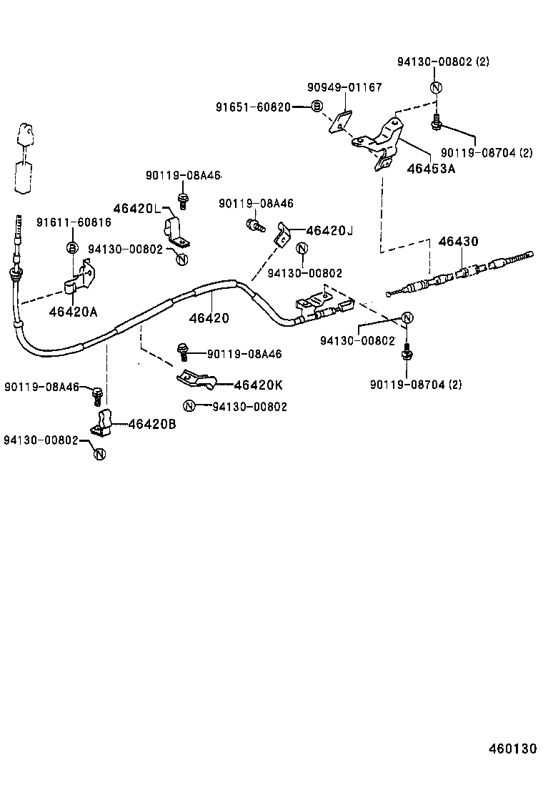 46430-37110 CABLE ASSY, PARKING BRAKE, NO.3 product image