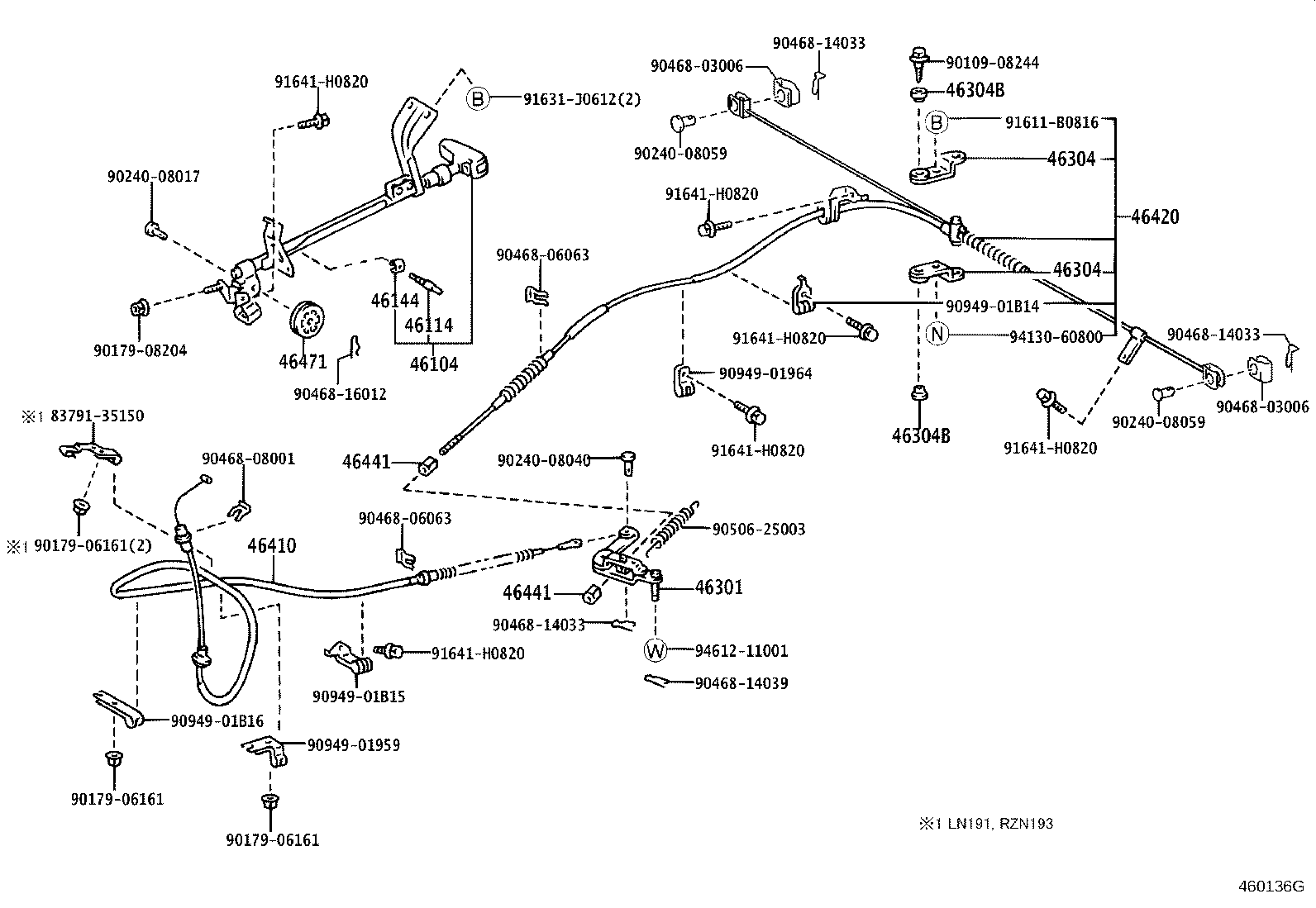 46420-04050 CABLE ASSY, PARKING BRAKE, NO.2 product image
