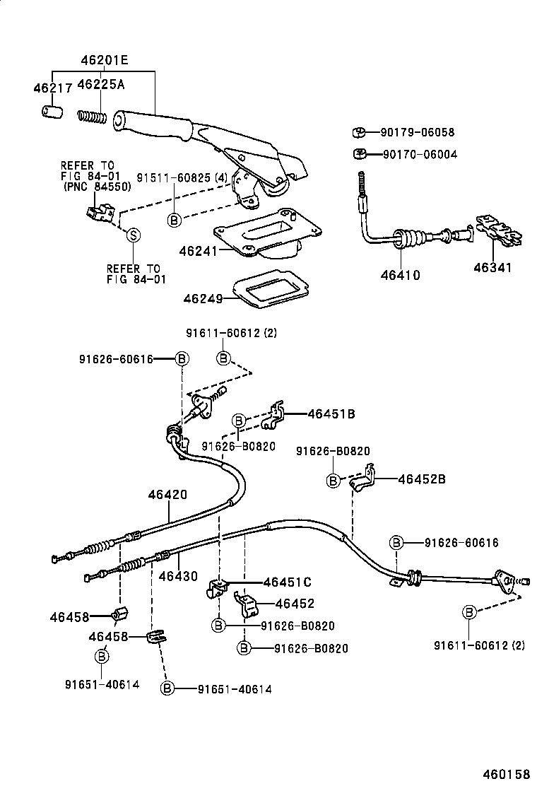 46451-42050 BRACKET, PARKING BRAKE CABLE SUPPORT product image