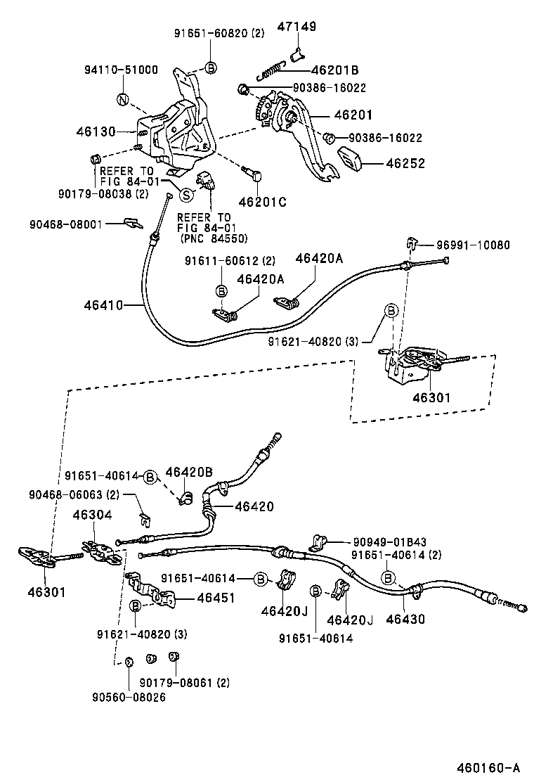 46430-46010 CABLE ASSY, PARKING BRAKE, NO.3 product image