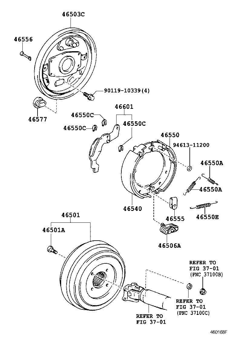 46501-36240 DRUM SUB-ASSY, PARKING BRAKE product image