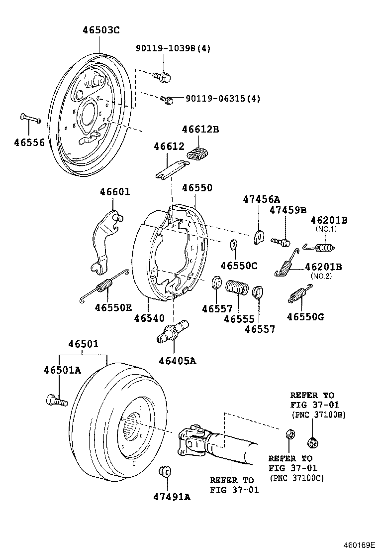 46451-36060 BRACKET, PARKING BRAKE CABLE SUPPORT, NO.1 product image