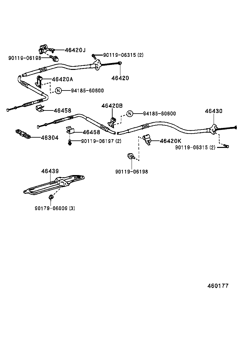 46209-33011 CABLE SUB-ASSY, PARKING BRAKE RELEASE product image