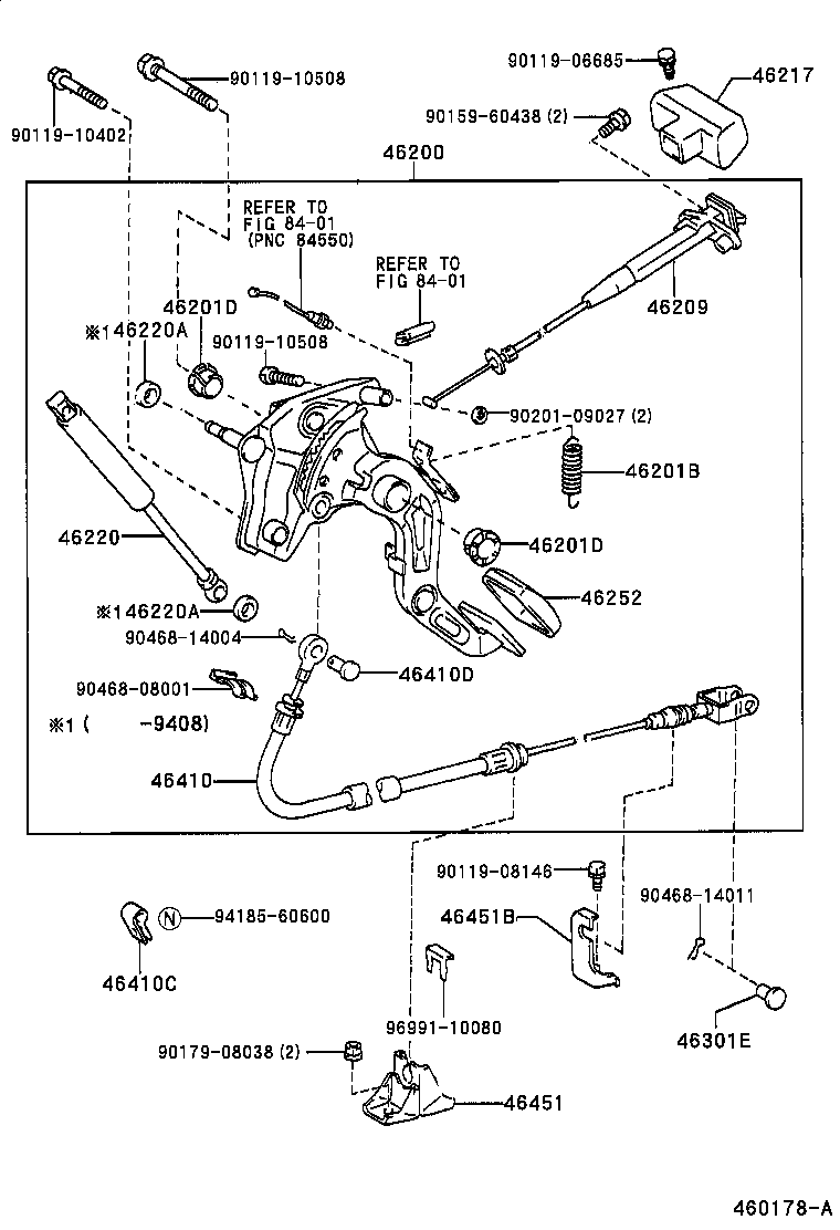 46209-33011 CABLE SUB-ASSY, PARKING BRAKE RELEASE product image