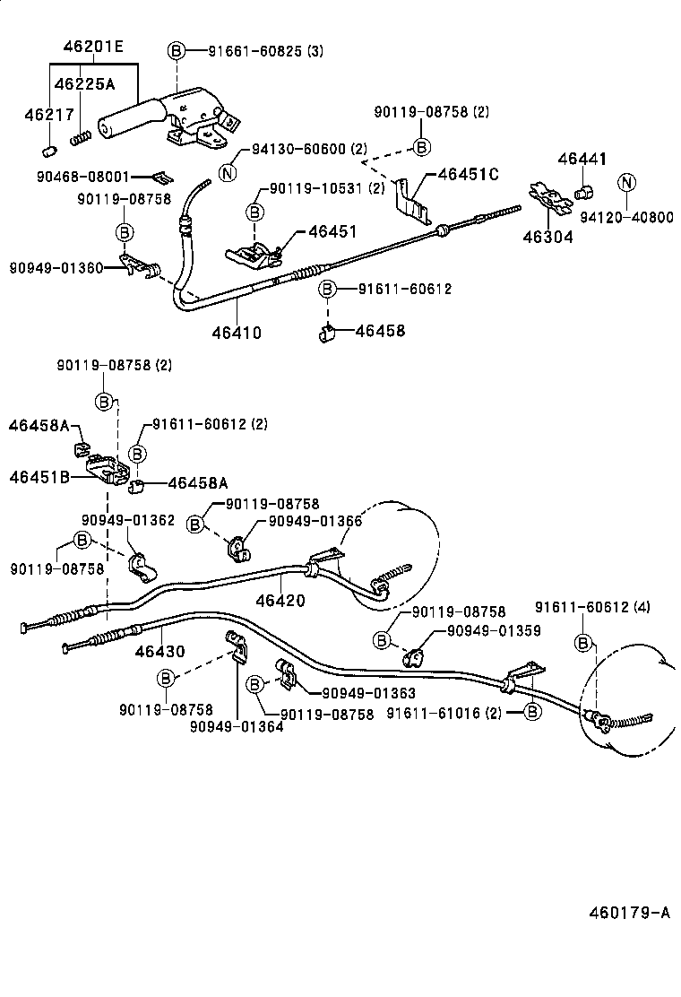 46420-27240 CABLE ASSY, PARKING BRAKE, NO.2 product image