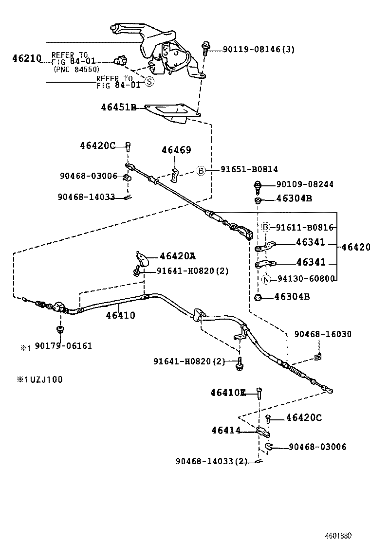 46410-60720 CABLE ASSY, PARKING BRAKE, NO.1 product image