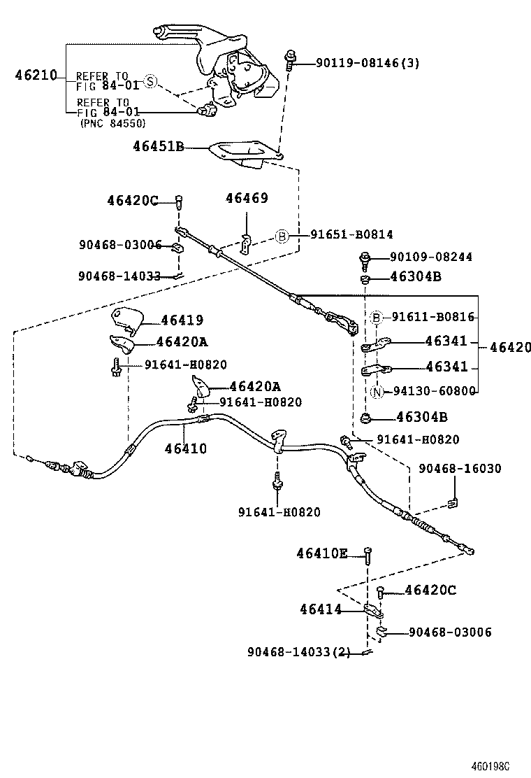 Toyota 46420-60010 CABLE ASSY, PARKING BRAKE, NO.2