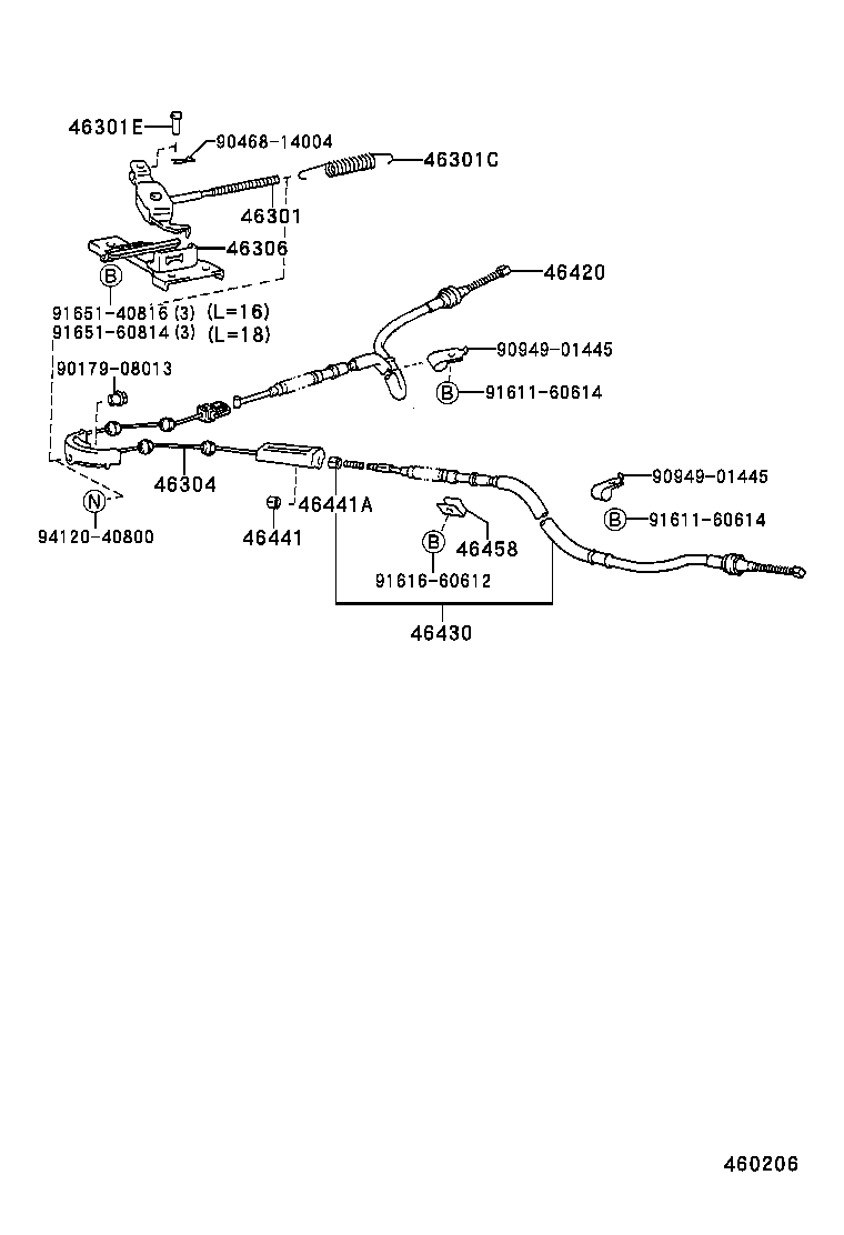 46420-30490 CABLE ASSY, PARKING BRAKE, NO.2 product image