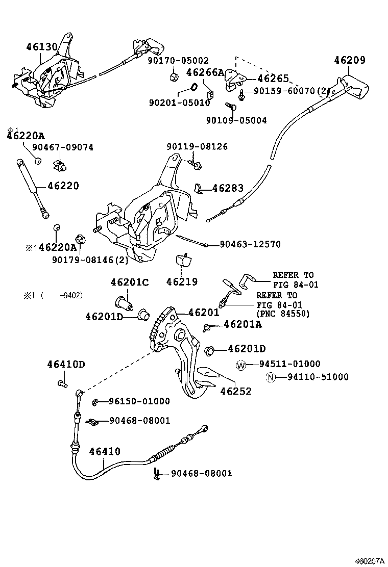 46209-30071 CABLE SUB-ASSY, PARKING BRAKE RELEASE product image