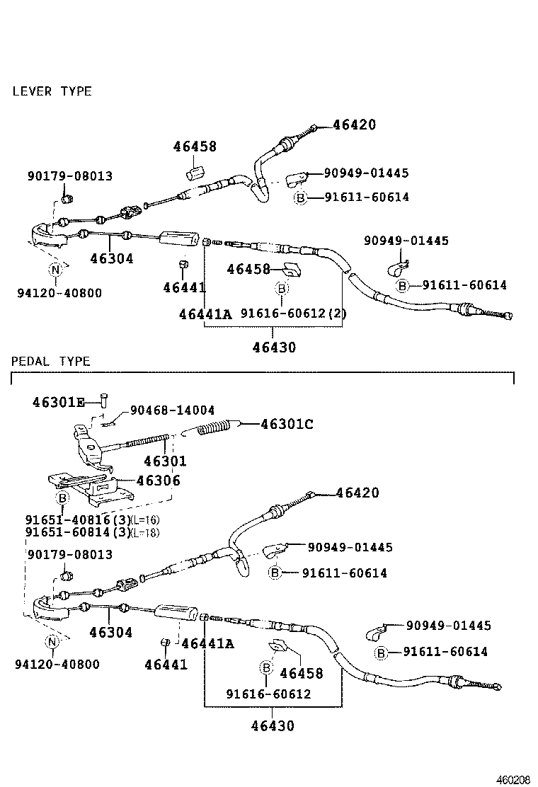 46209-30071 CABLE SUB-ASSY, PARKING BRAKE RELEASE product image