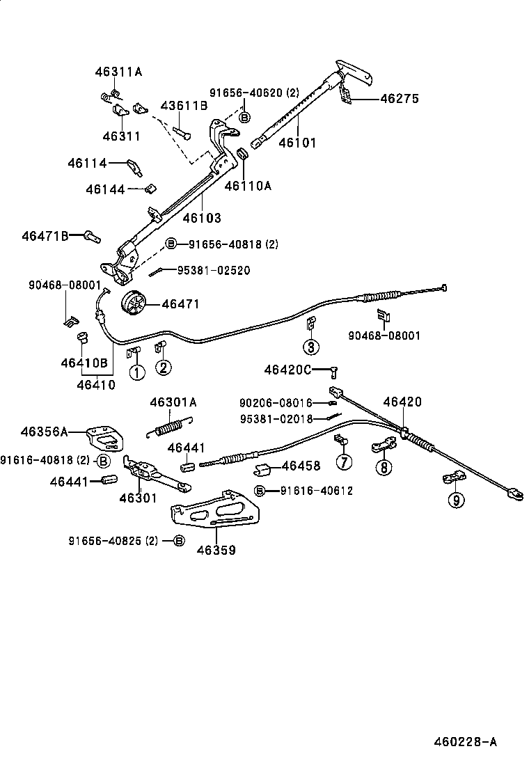 46420-26101 CABLE ASSY, PARKING BRAKE, NO.2 product image