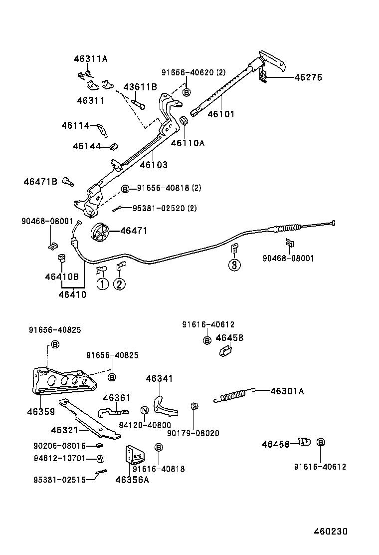 46420-26101 CABLE ASSY, PARKING BRAKE, NO.2 product image