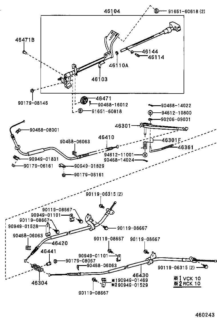 46430-34010 CABLE ASSY, PARKING BRAKE, NO.3 product image