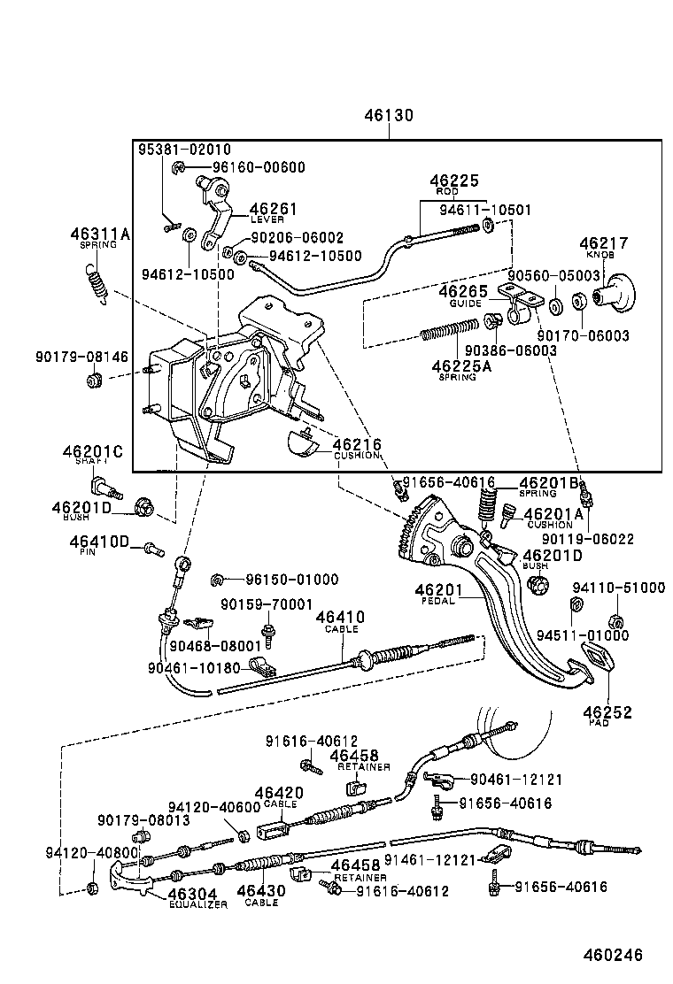 46201-20060 HANDLE ASSY, PARKING BRAKE CONTROL product image