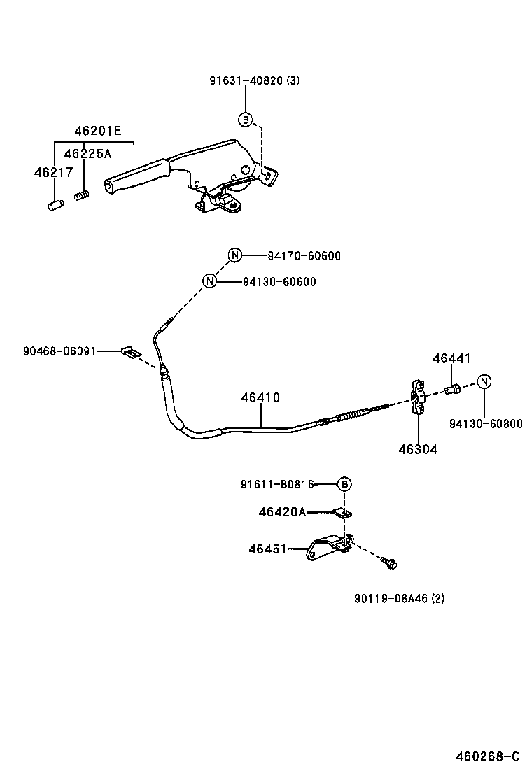 46420-27331 CABLE ASSY, PARKING BRAKE, NO.2 product image