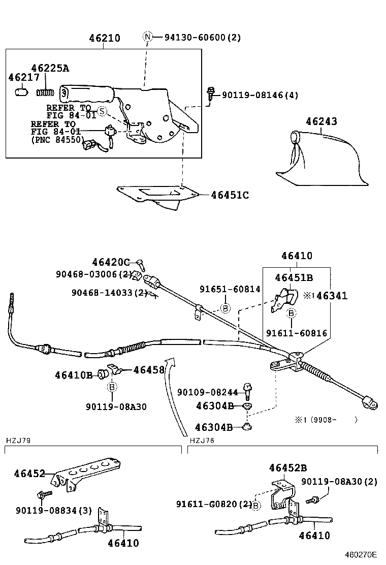 46410-60880 CABLE ASSY, PARKING BRAKE, NO.1 product image