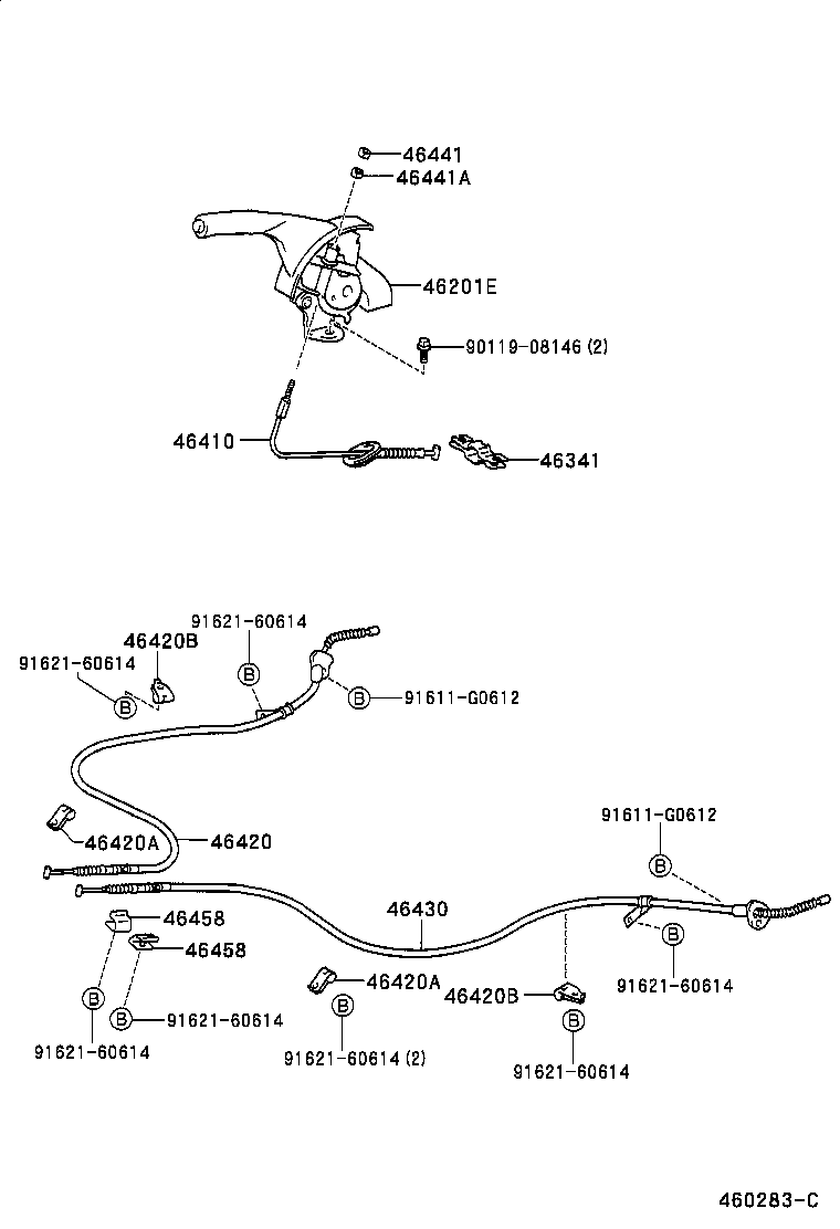 Toyota 46420-20460 CABLE ASSY, PARKING BRAKE, NO.2