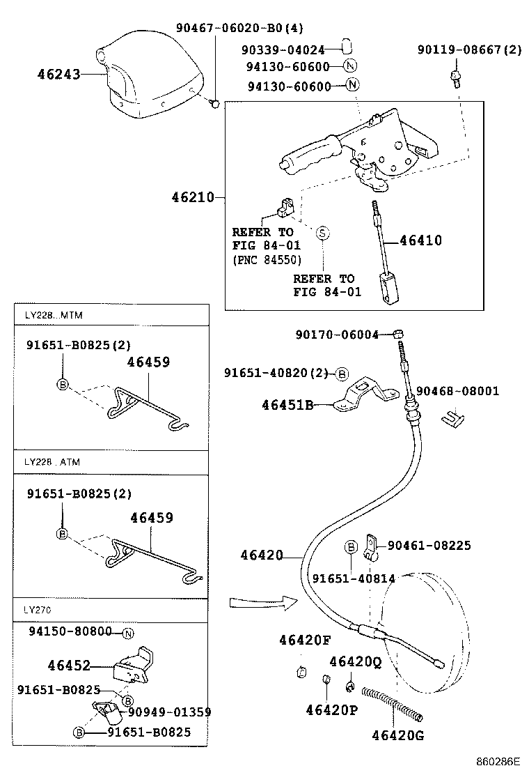 46420-37360 CABLE ASSY, PARKING BRAKE, NO.2 product image