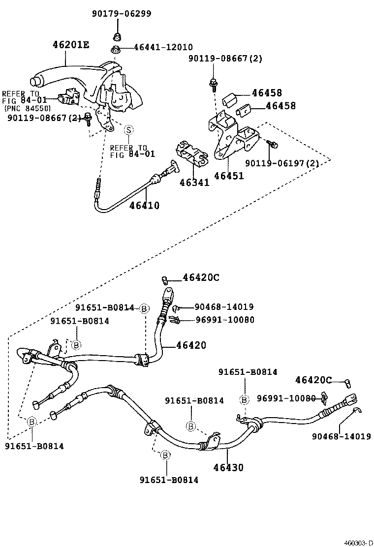 Toyota 46430-17100 CABLE ASSY, PARKING BRAKE, NO.3