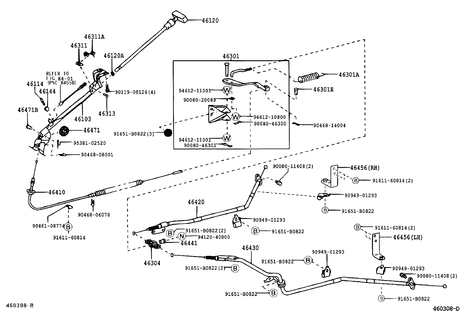 46320-0B010 LEVER SUB-ASSY, PARKING BRAKE INTERMEDIATE product image