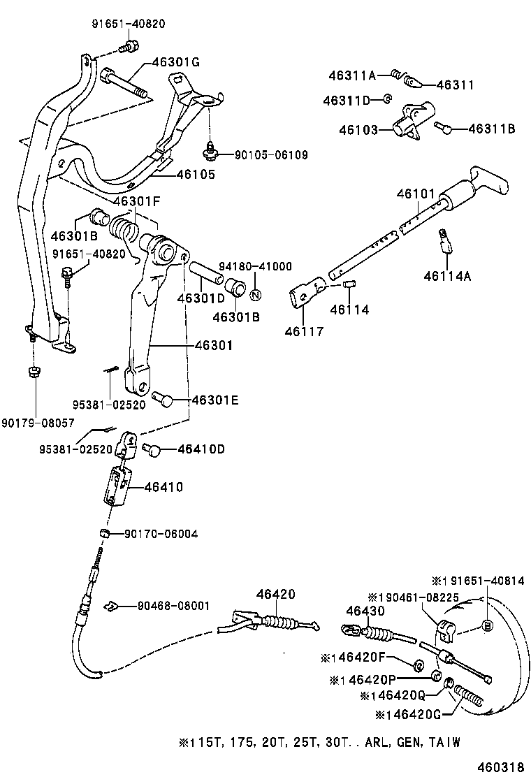 46430-37010 CABLE ASSY, PARKING BRAKE, NO.3 product image