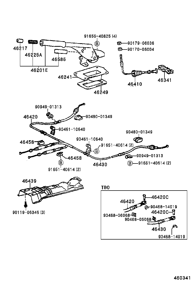 46430-16110 CABLE ASSY, PARKING BRAKE, NO.3 product image