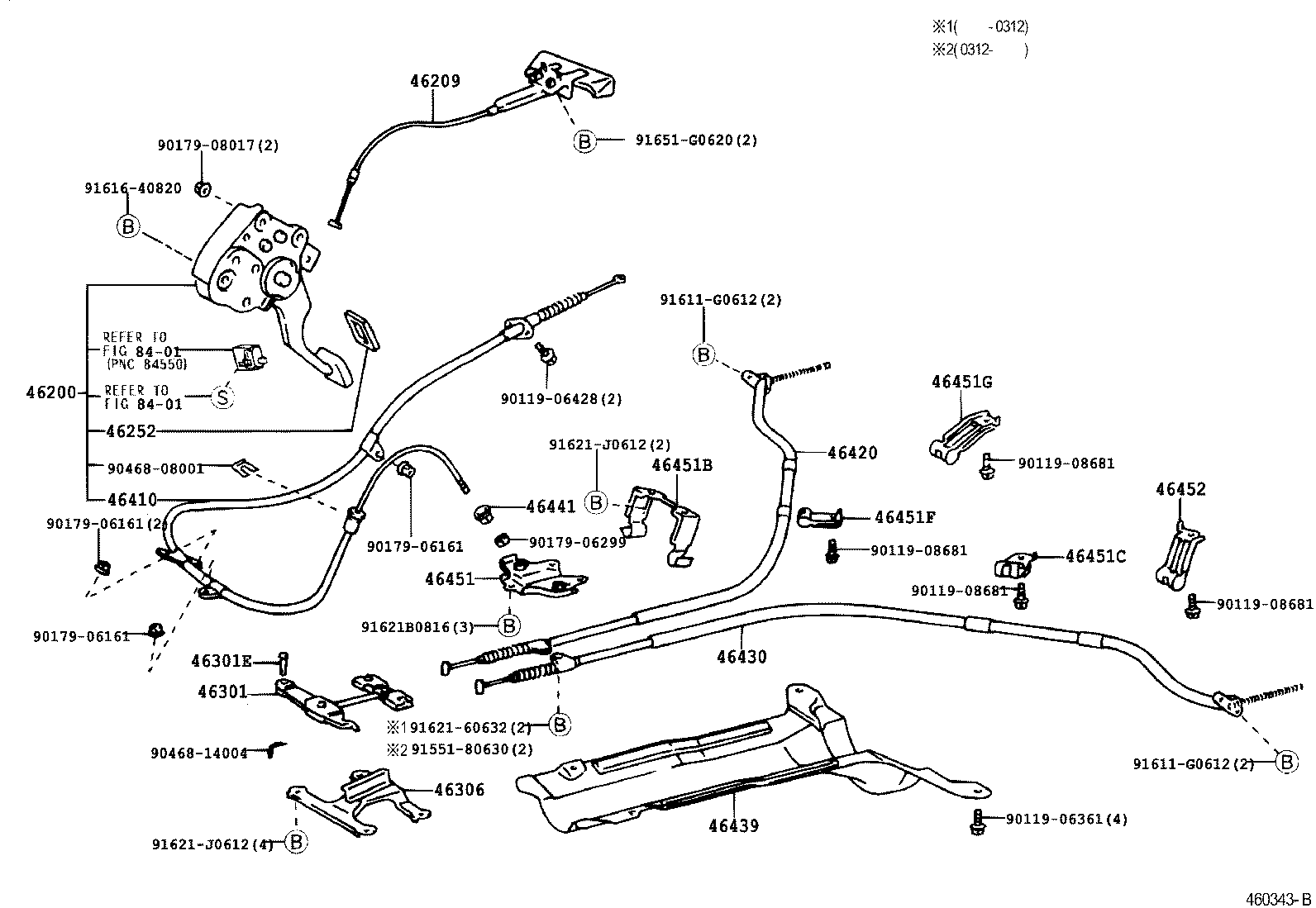 Toyota 46430-30140 CABLE ASSY, PARKING BRAKE, NO.3