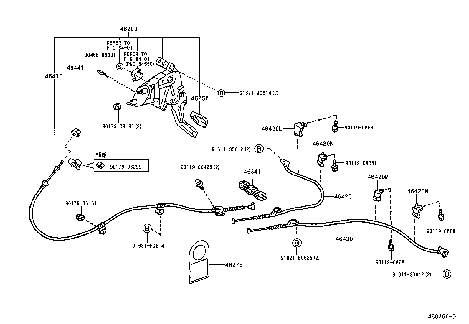 46410-22280 CABLE ASSY, PARKING BRAKE, NO.1 product image